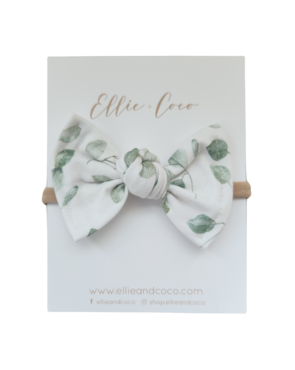 Eucalyptus knotted baby bow headband for newborn baby girl