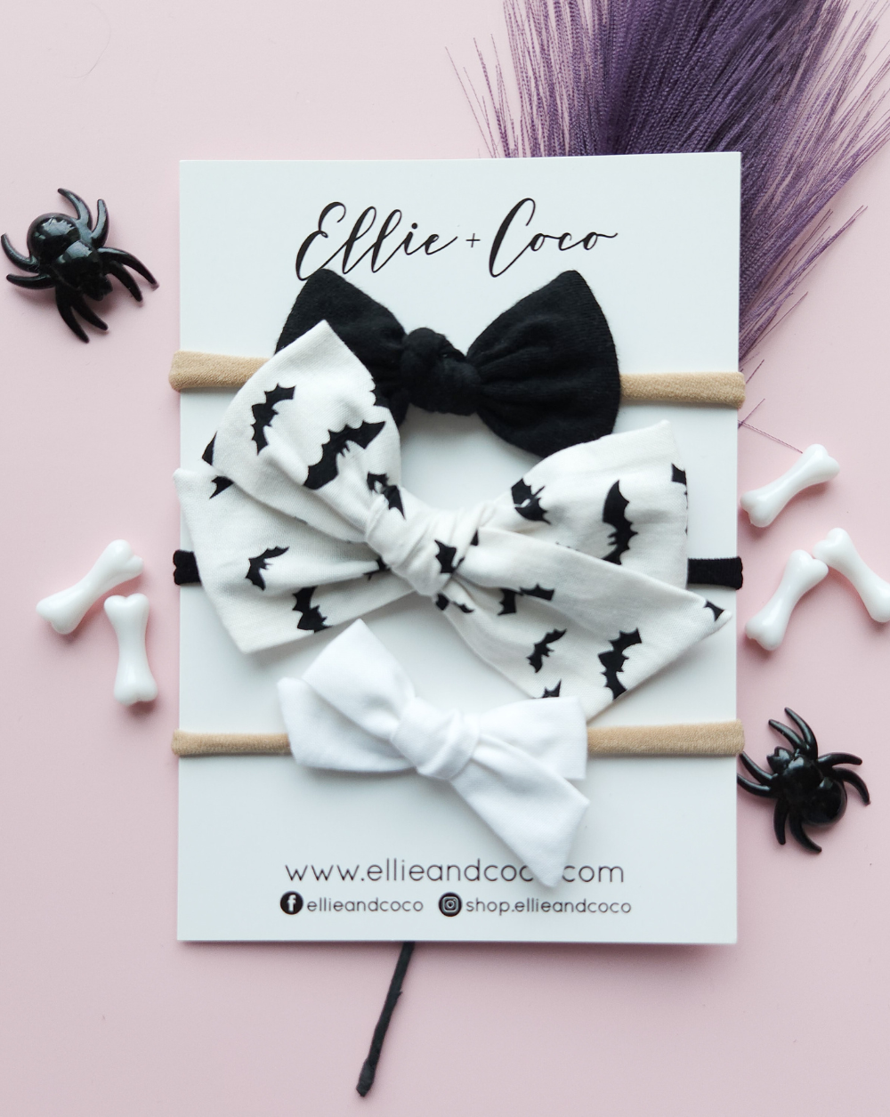 Baby Girl Halloween Gift, Headband Set, Bat Baby Bow – Ellie and Coco