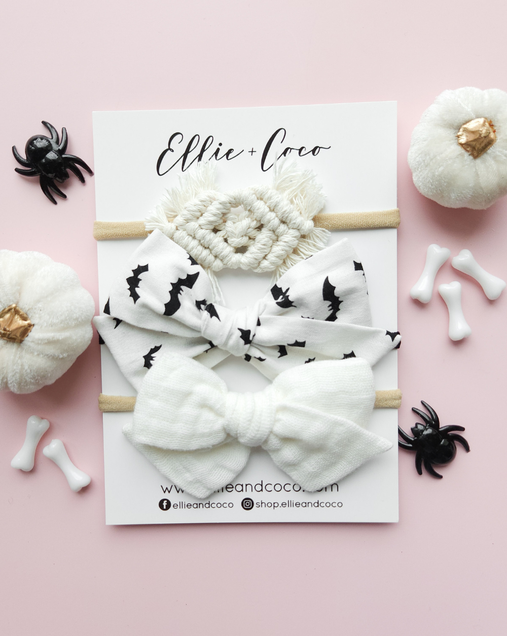 baby halloween bows spooky bats headband set