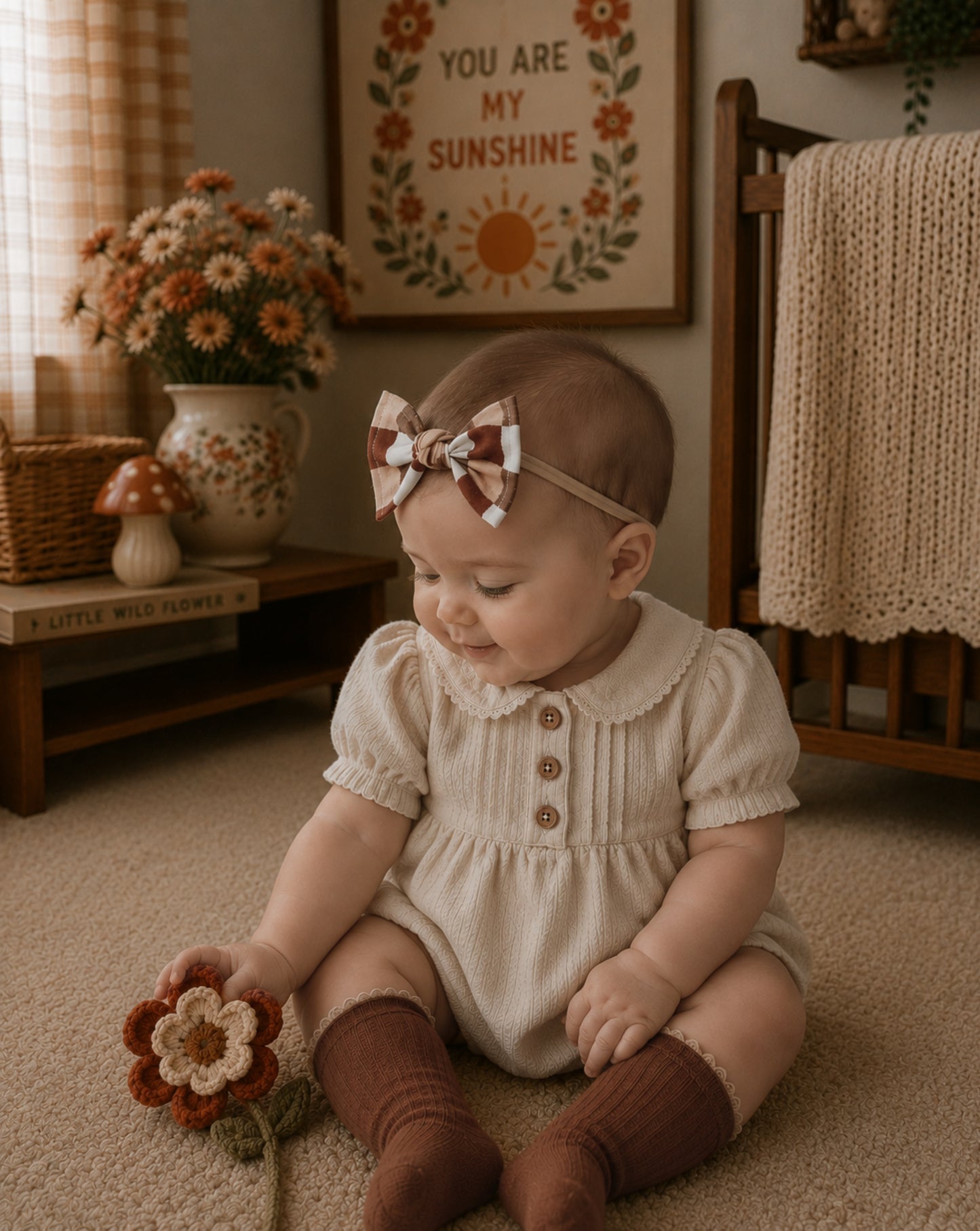 retro baby knotted bow stretchy headband