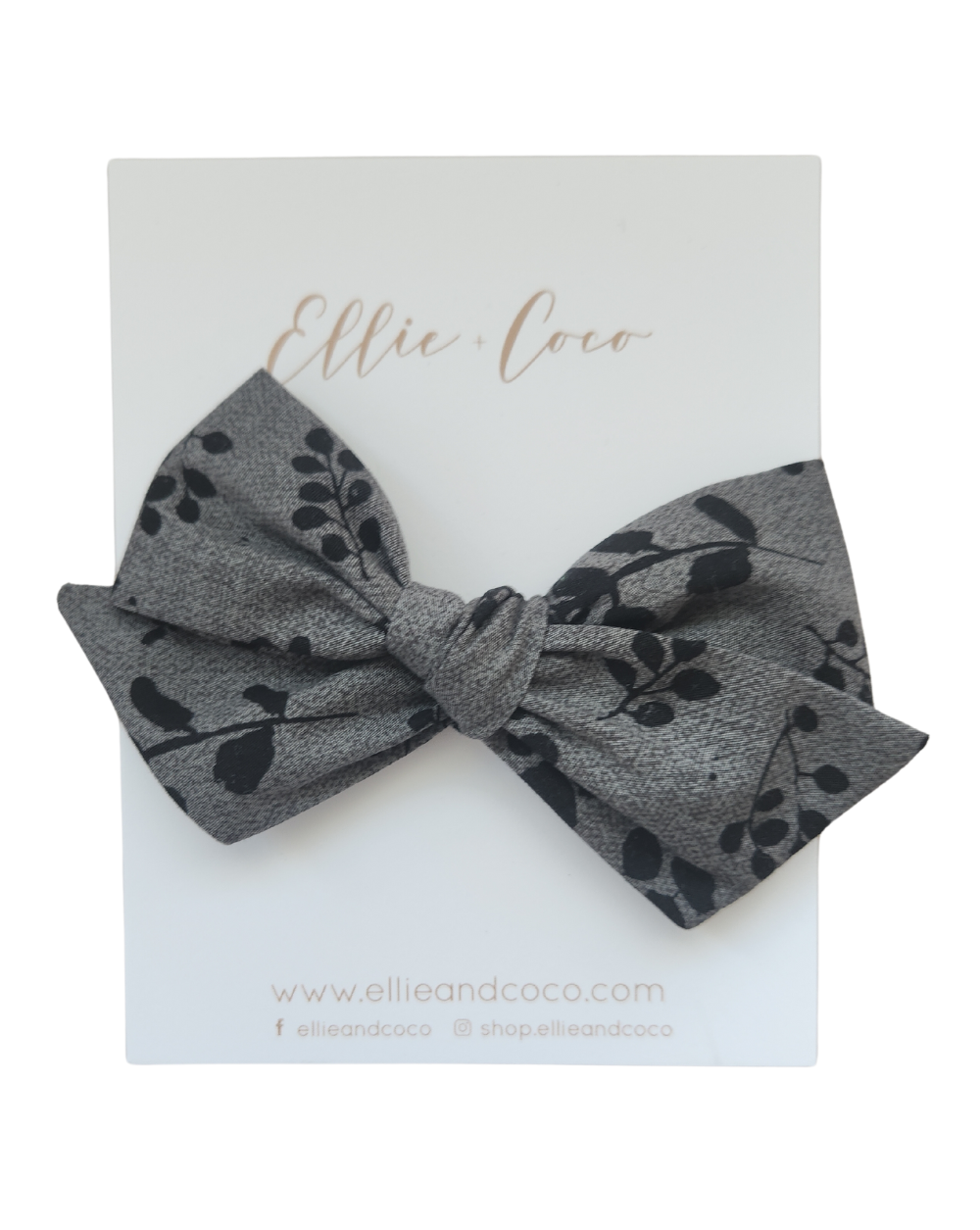 black and grey floral baby bow headband