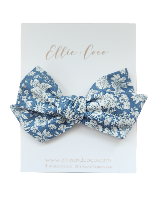 blue floral big baby bow headband