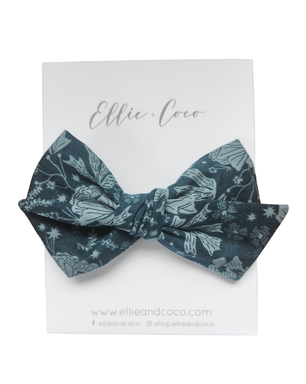 boho blue floral baby bow headband hairclip