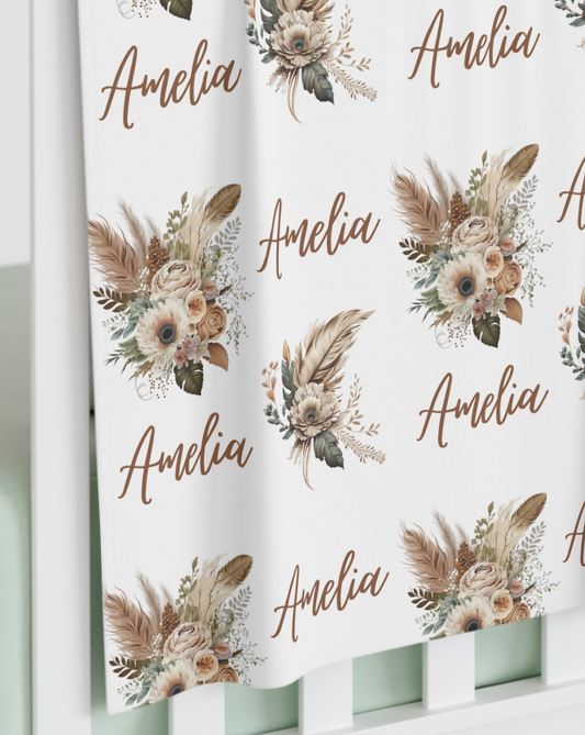 custom name baby swaddle boho floral