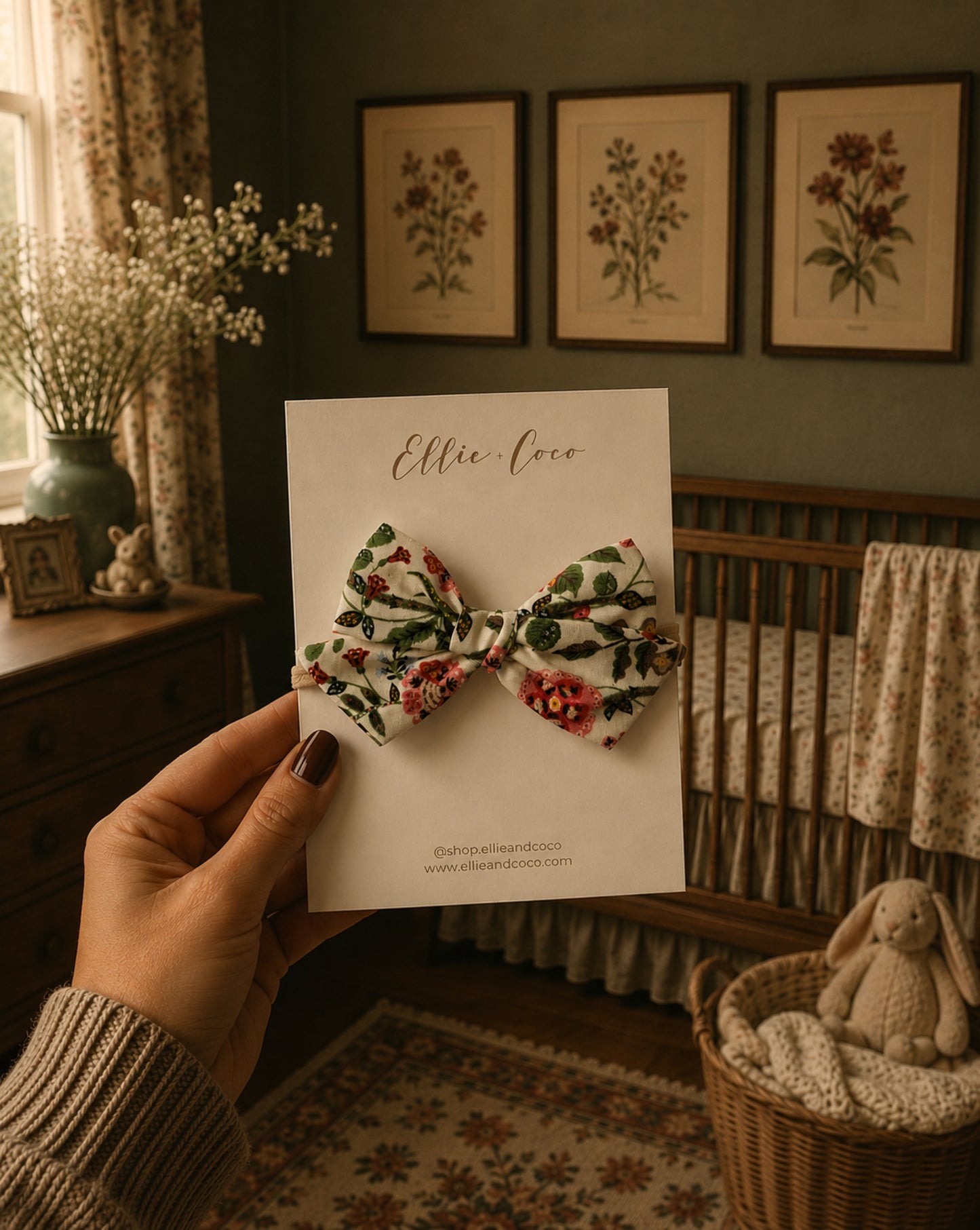 vintage floral baby bow headband