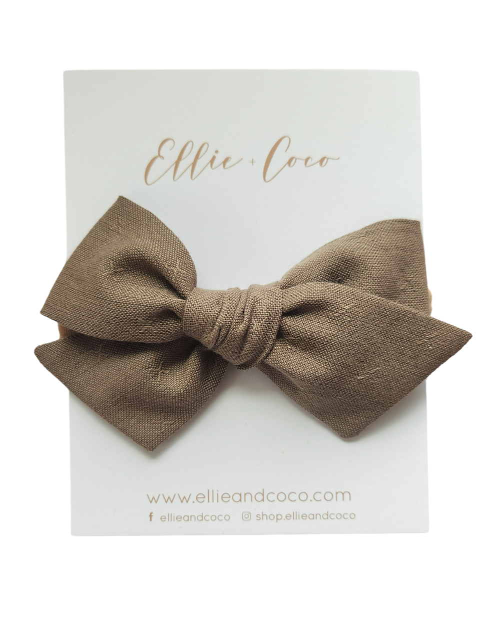 mocha brown neutral baby girl headband bow and hair clip