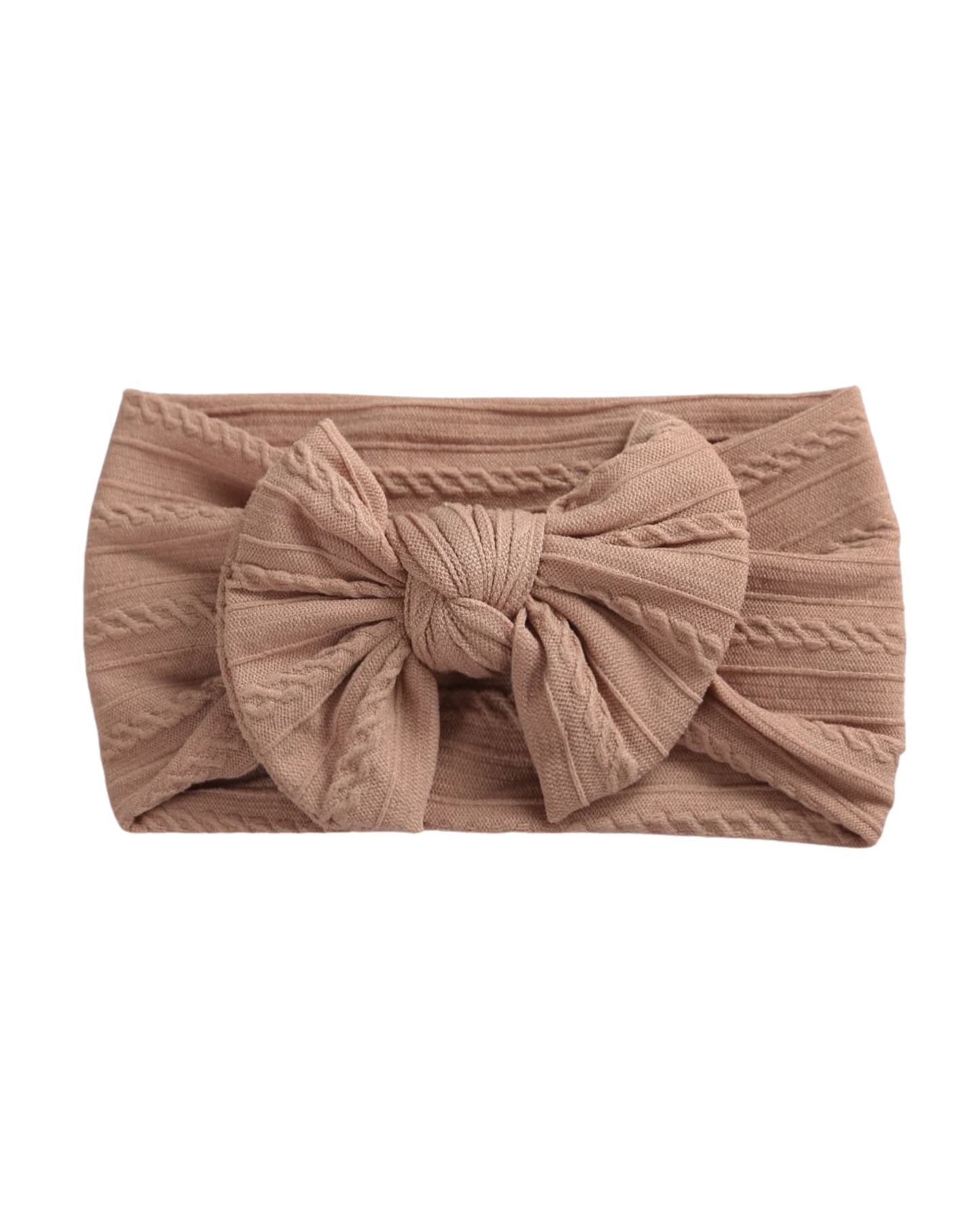 neutral brown cable baby girl headwrap