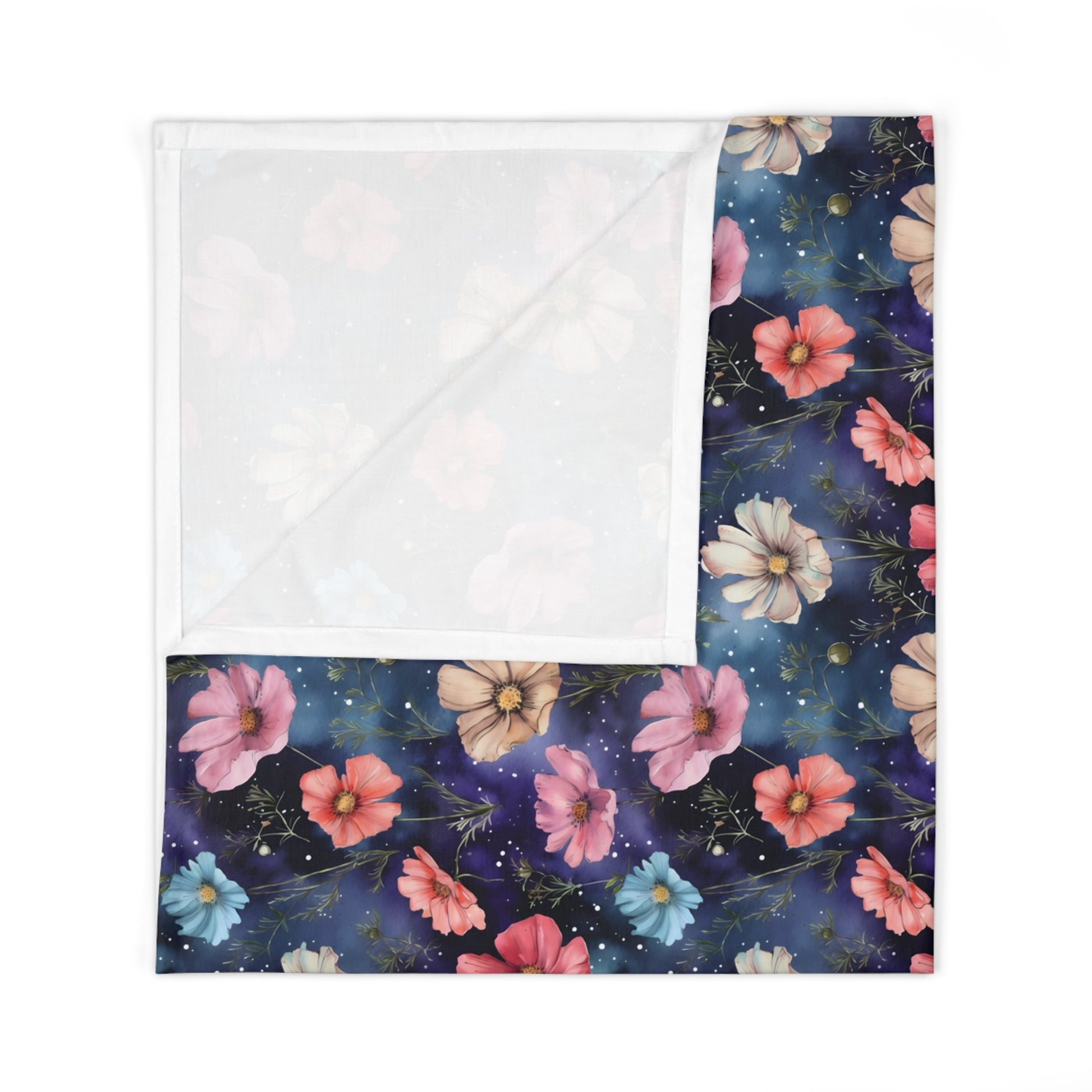 navy floral swaddle baby blanket