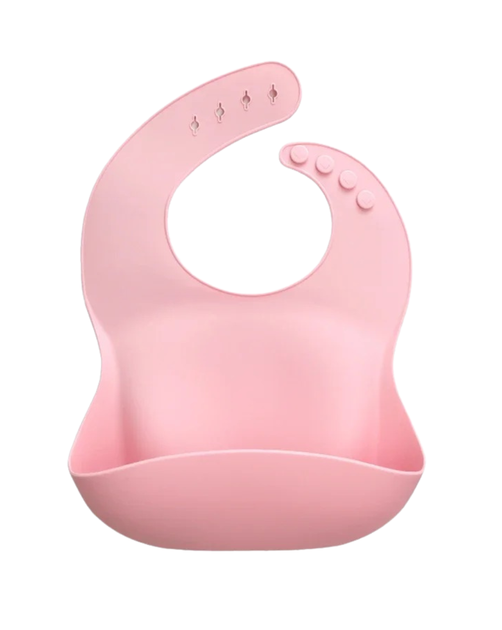 light pink silicone baby bib with food catcher