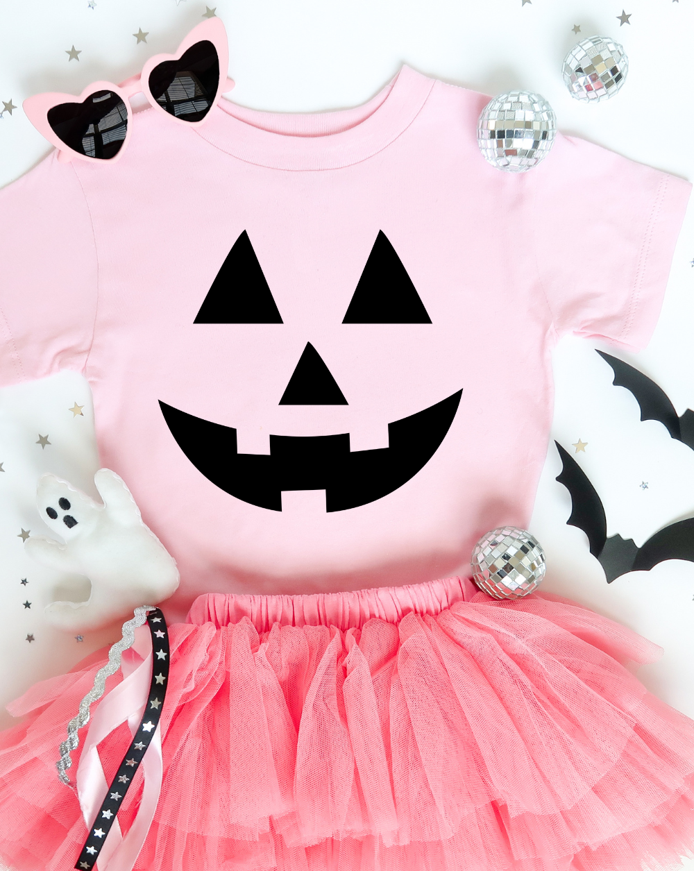 jack o lantern pink kids halloween tshirt