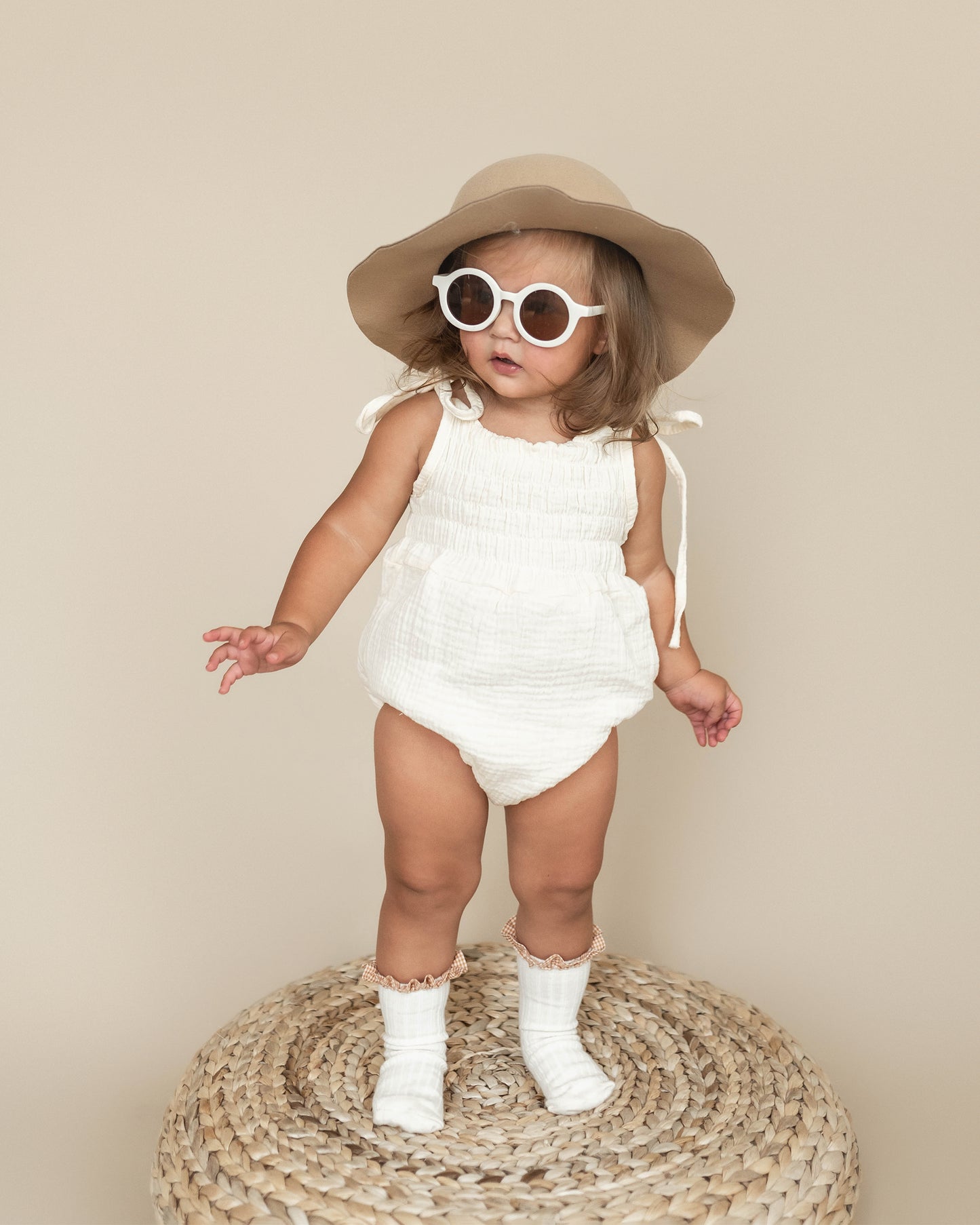 Retro Round Sunglasses | Cream