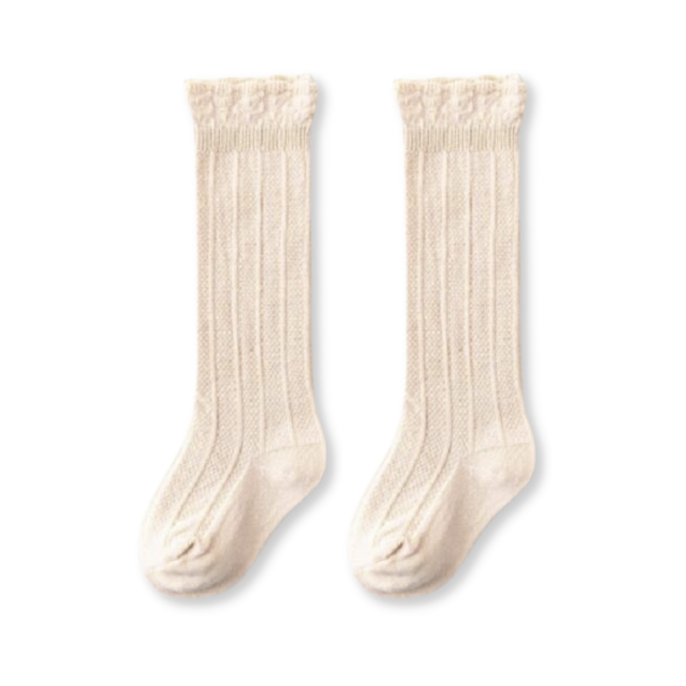 cream knee high socks baby