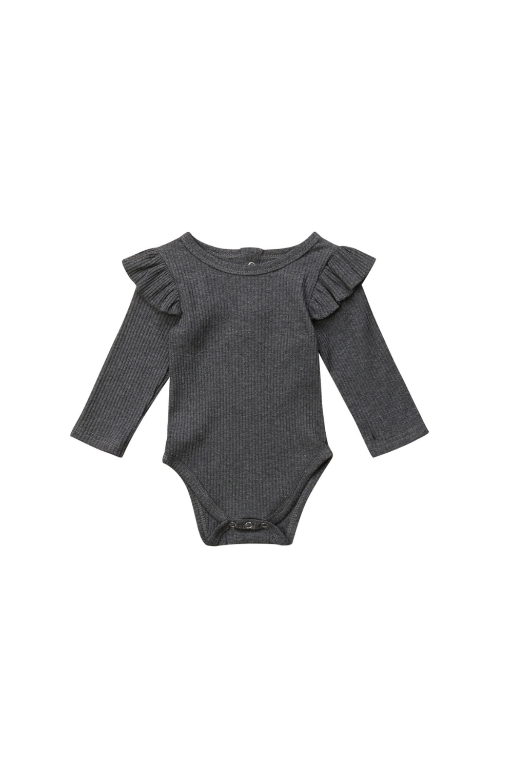 grey ruffle sleeve baby onesie