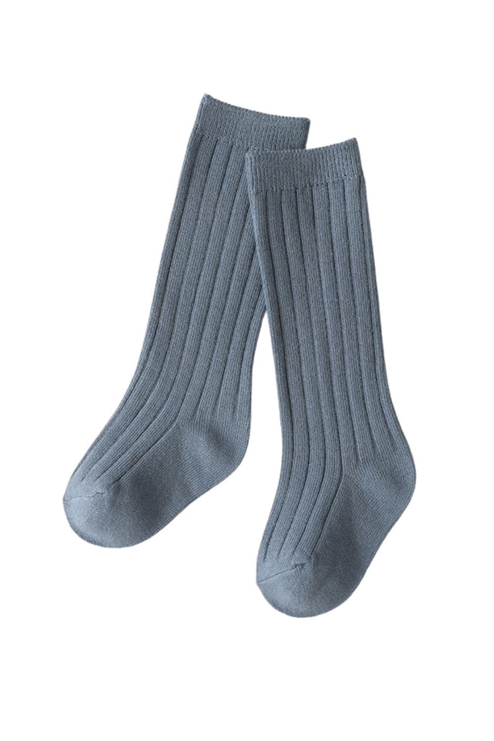 blue ribbed knee high baby toddler socks for girls