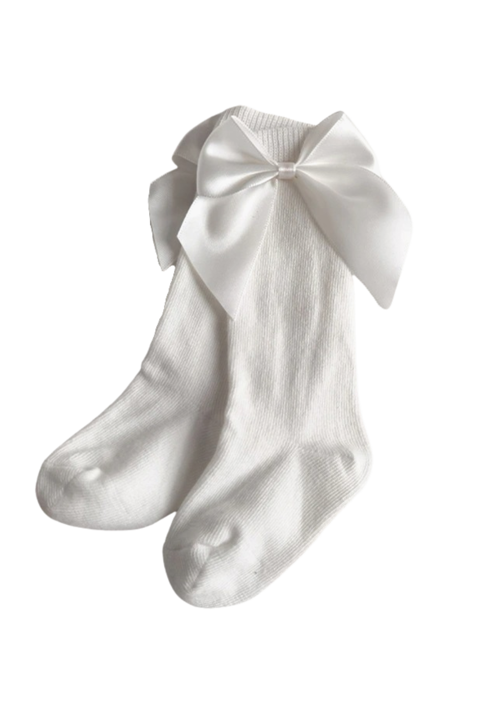 white knee high bow socks for baby toddler