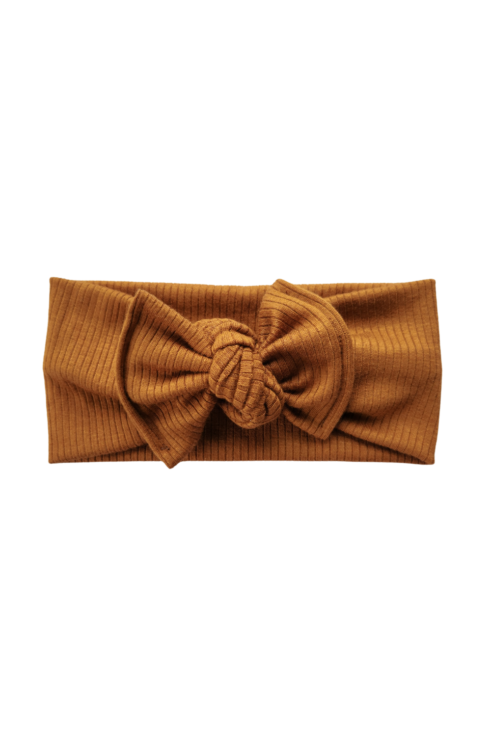 brown ribbed baby headband with bow