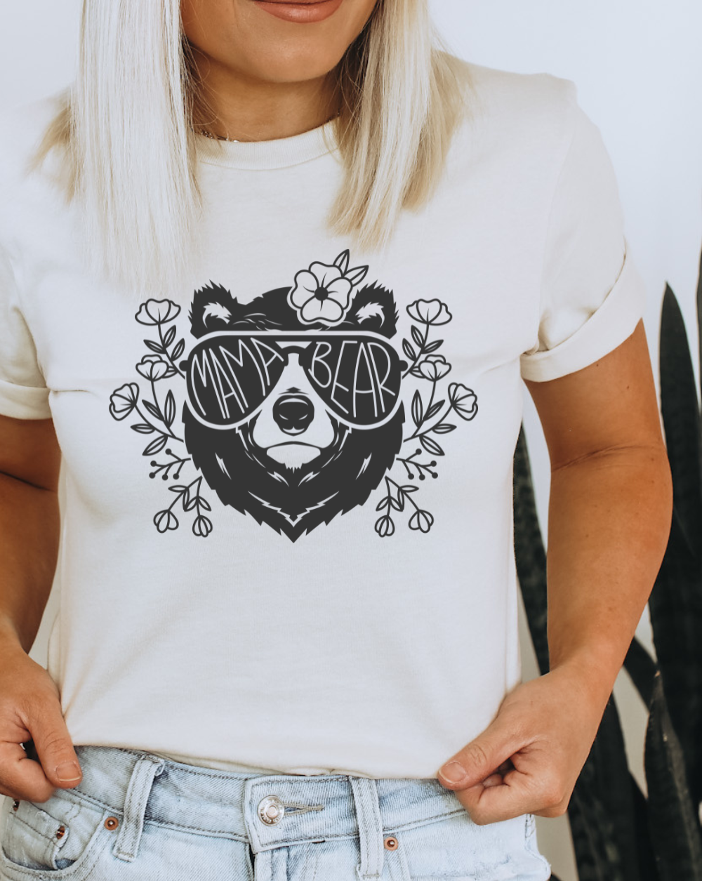 floral mama bear t shirt