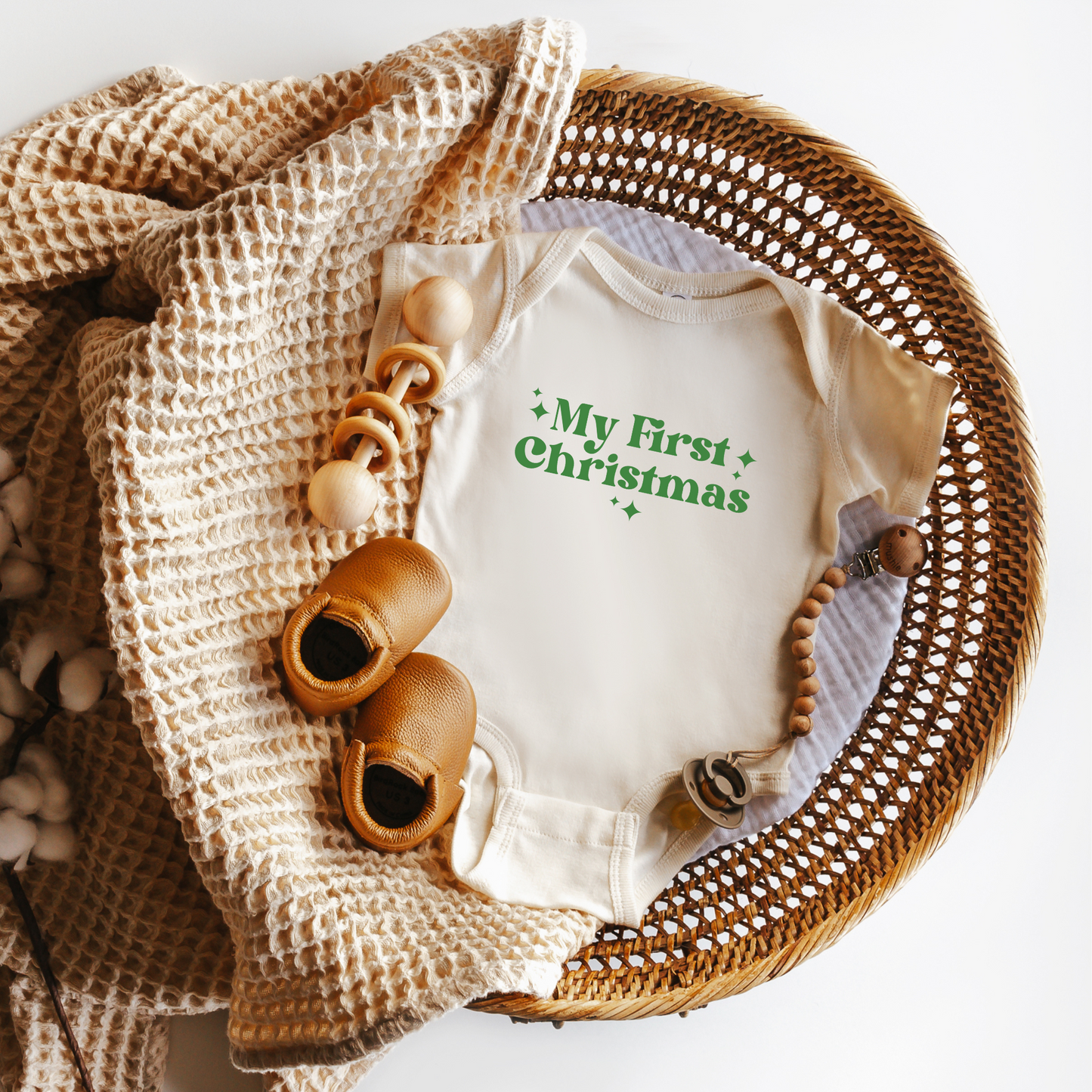 retro first christmas baby onesie