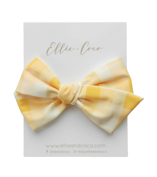 plaid baby headband light yellow