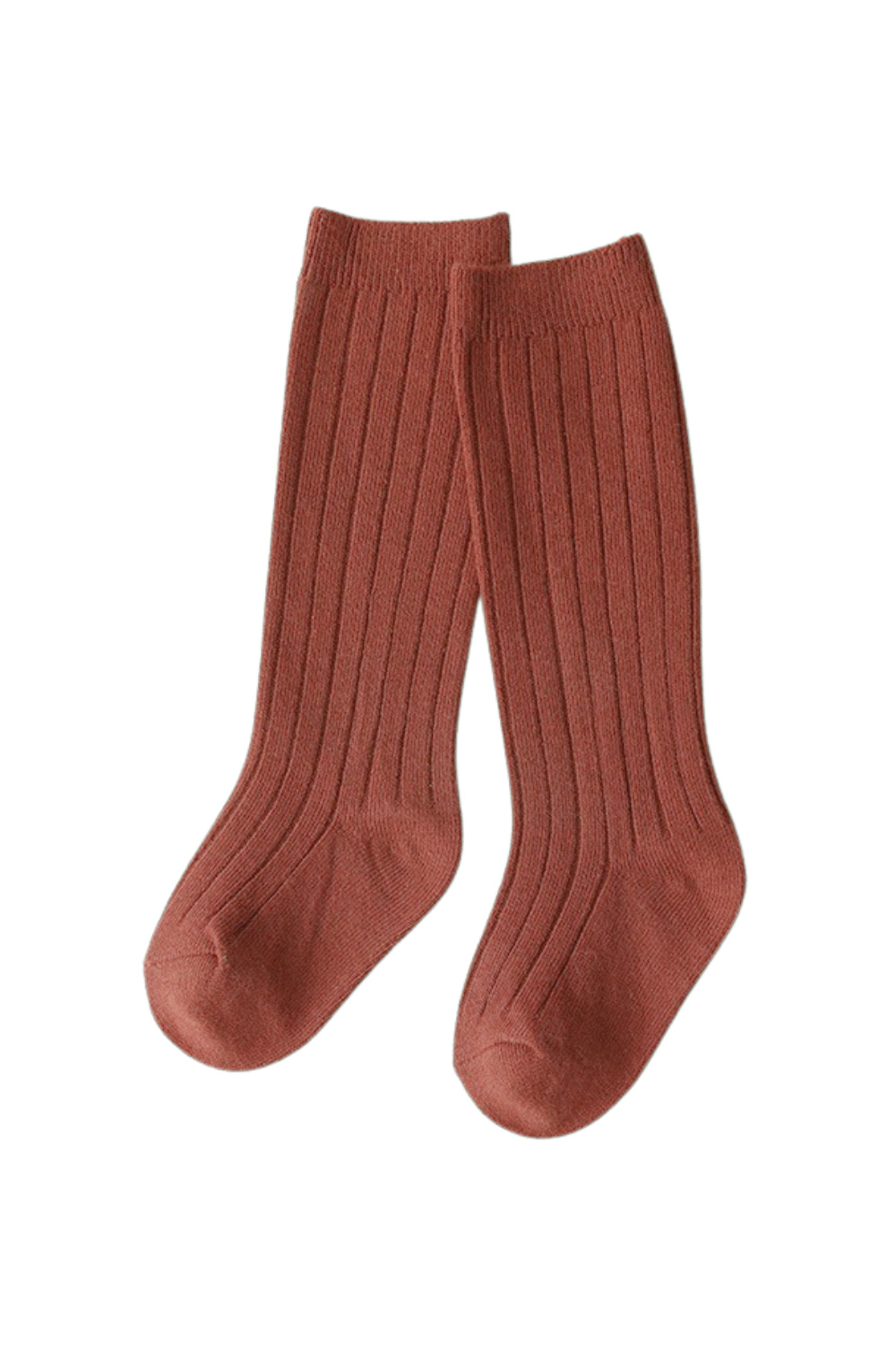 rust red ribbed knee high baby toddler socks for girls