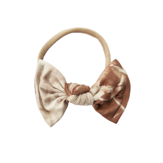 brown tie dye baby bow