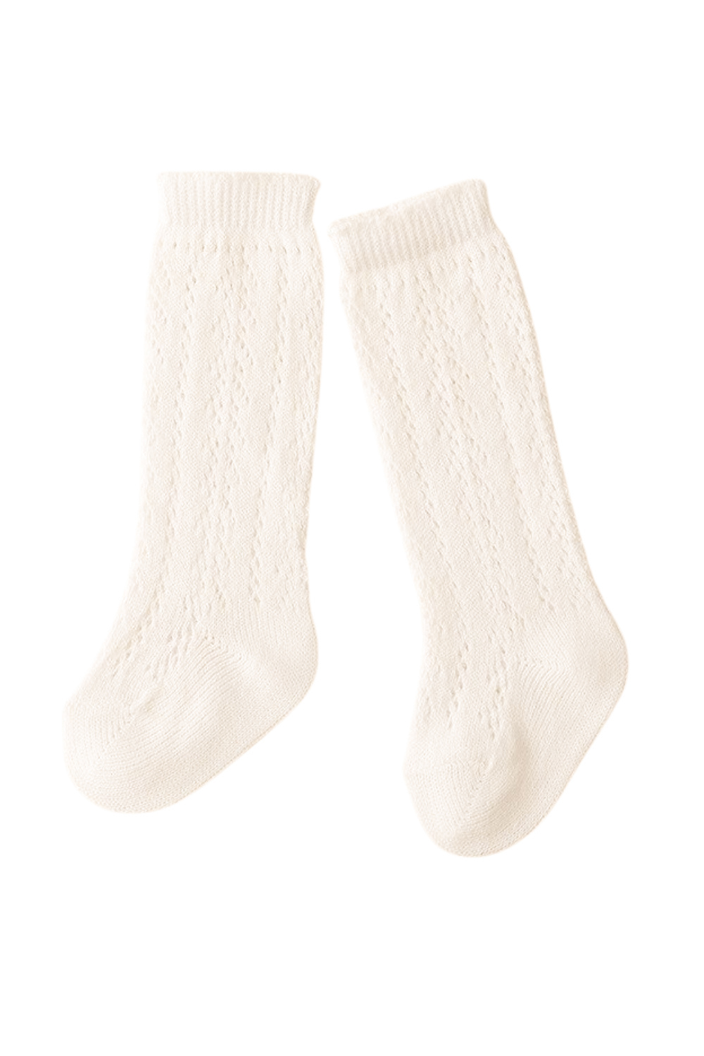 ivory white crochet baby toddler knee high socks