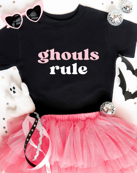 ghouls rule retro pink halloween tshirt