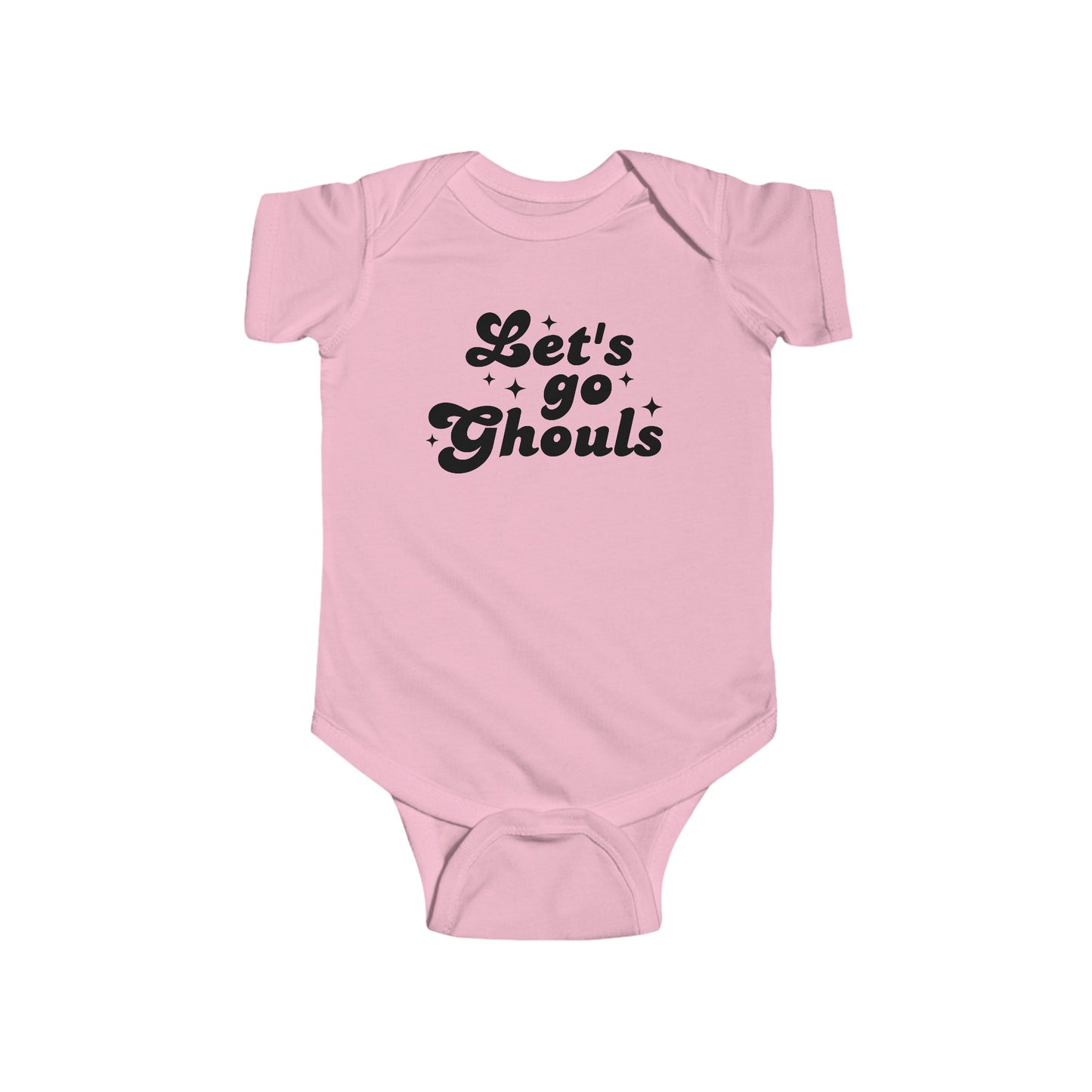 let's go ghouls baby halloween pink onesie bodysuit