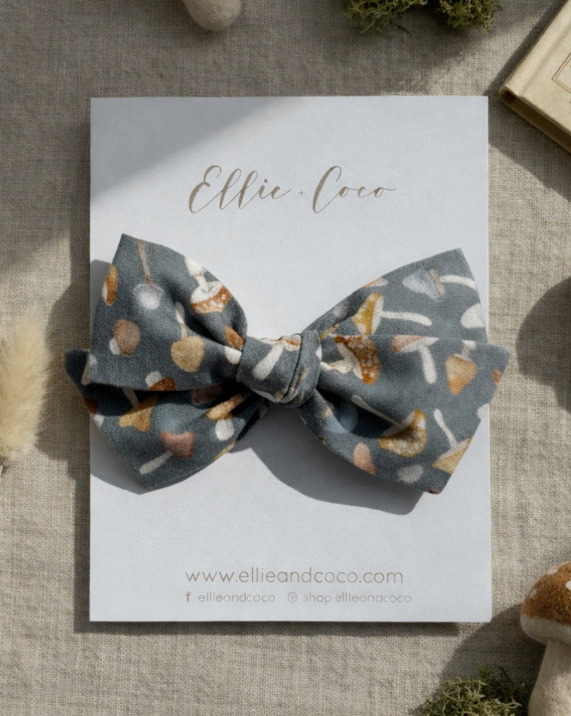 mushroom cottagecore baby bow stretchy headband for baby shower gift