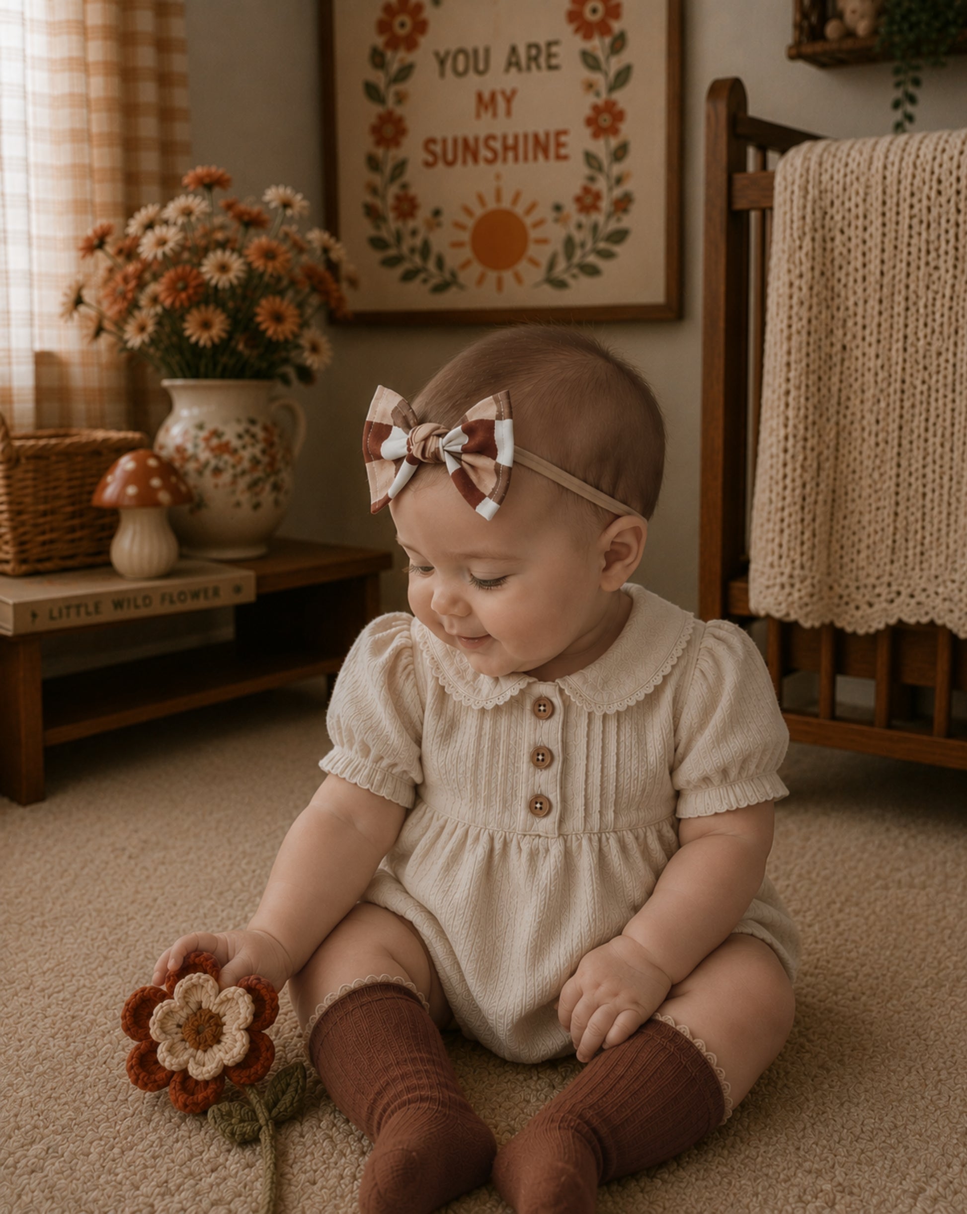retro baby knotted bow stretchy headband