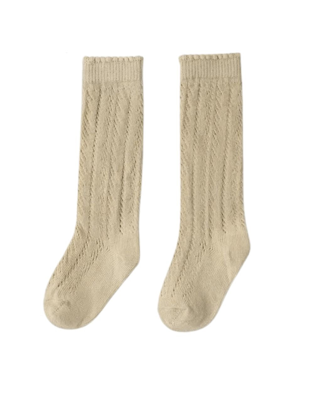 Ivory Knee High Knit Baby Socks, Crochet Knee High Baby Socks