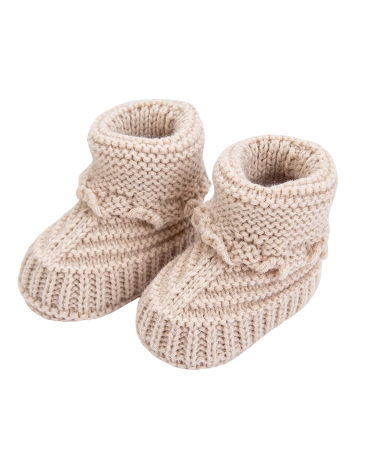beige crochet baby sock booties