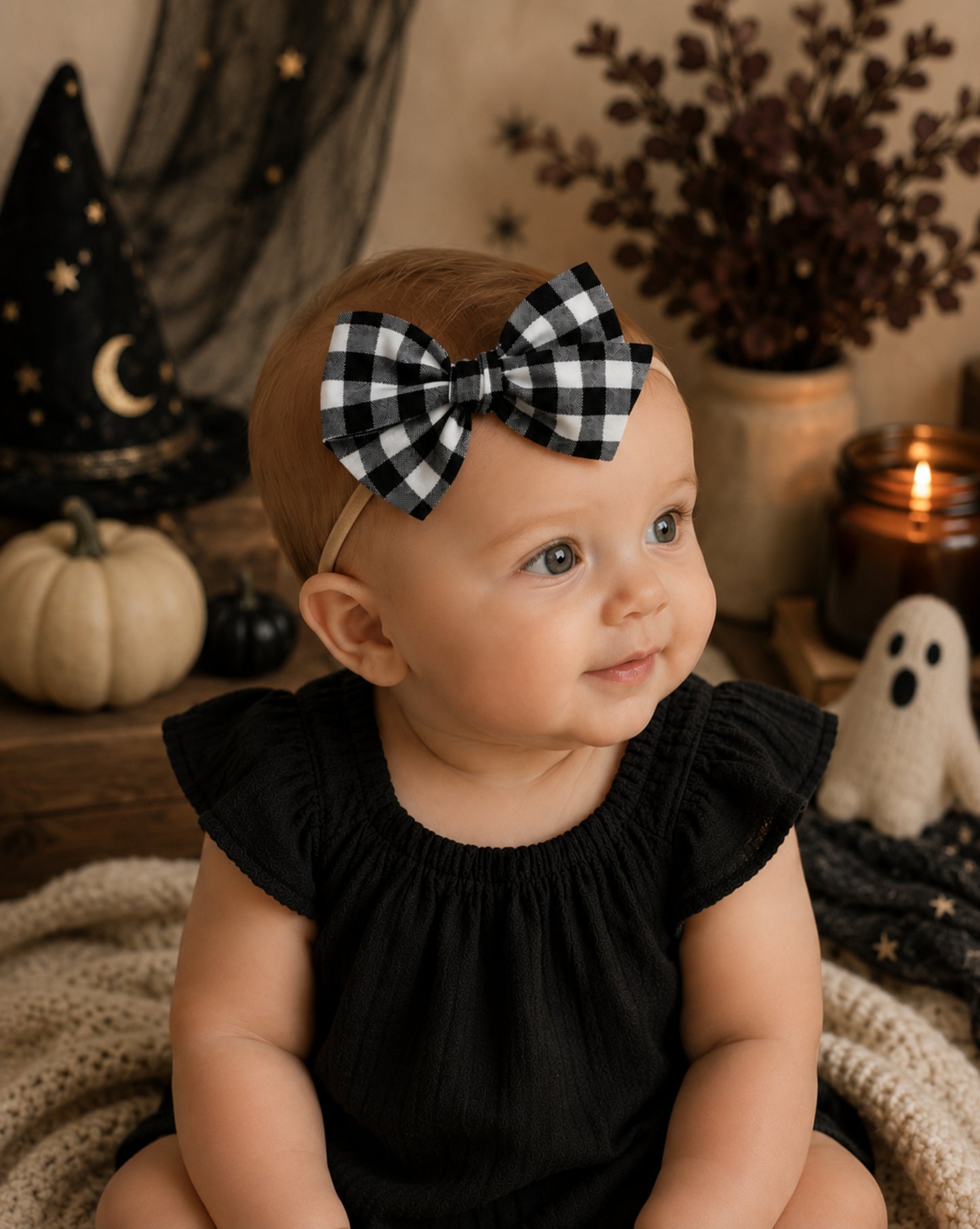 Black Gingham Oversize Bow