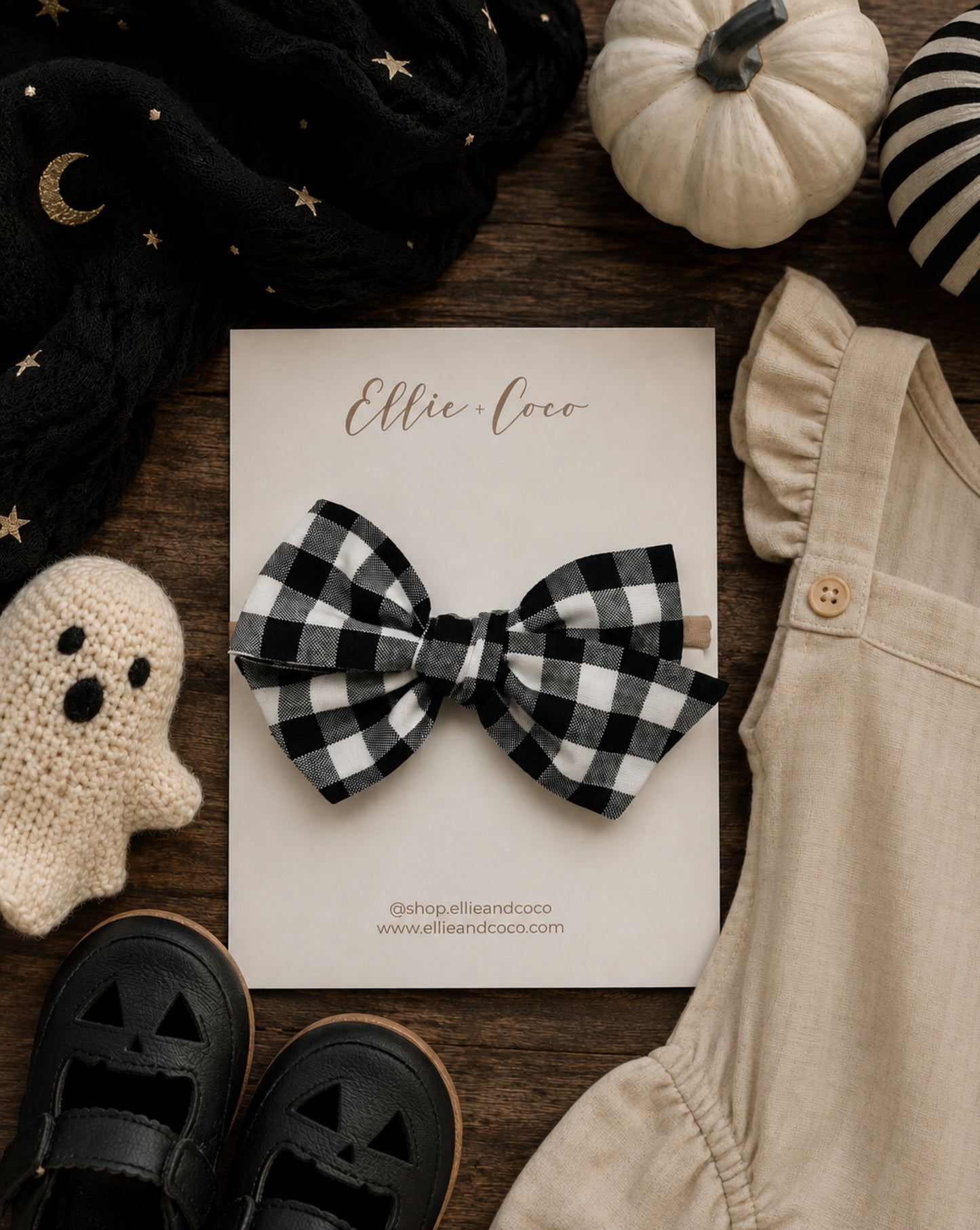 Black Gingham Oversize Bow