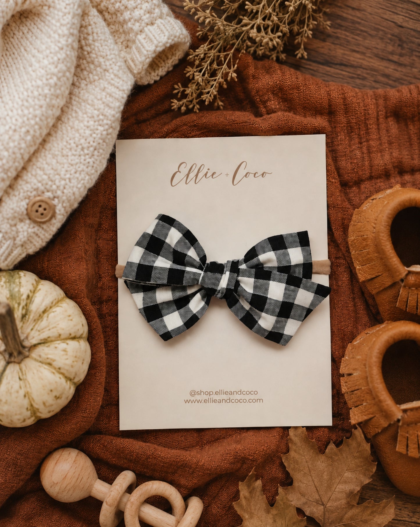 Black Gingham Oversize Bow