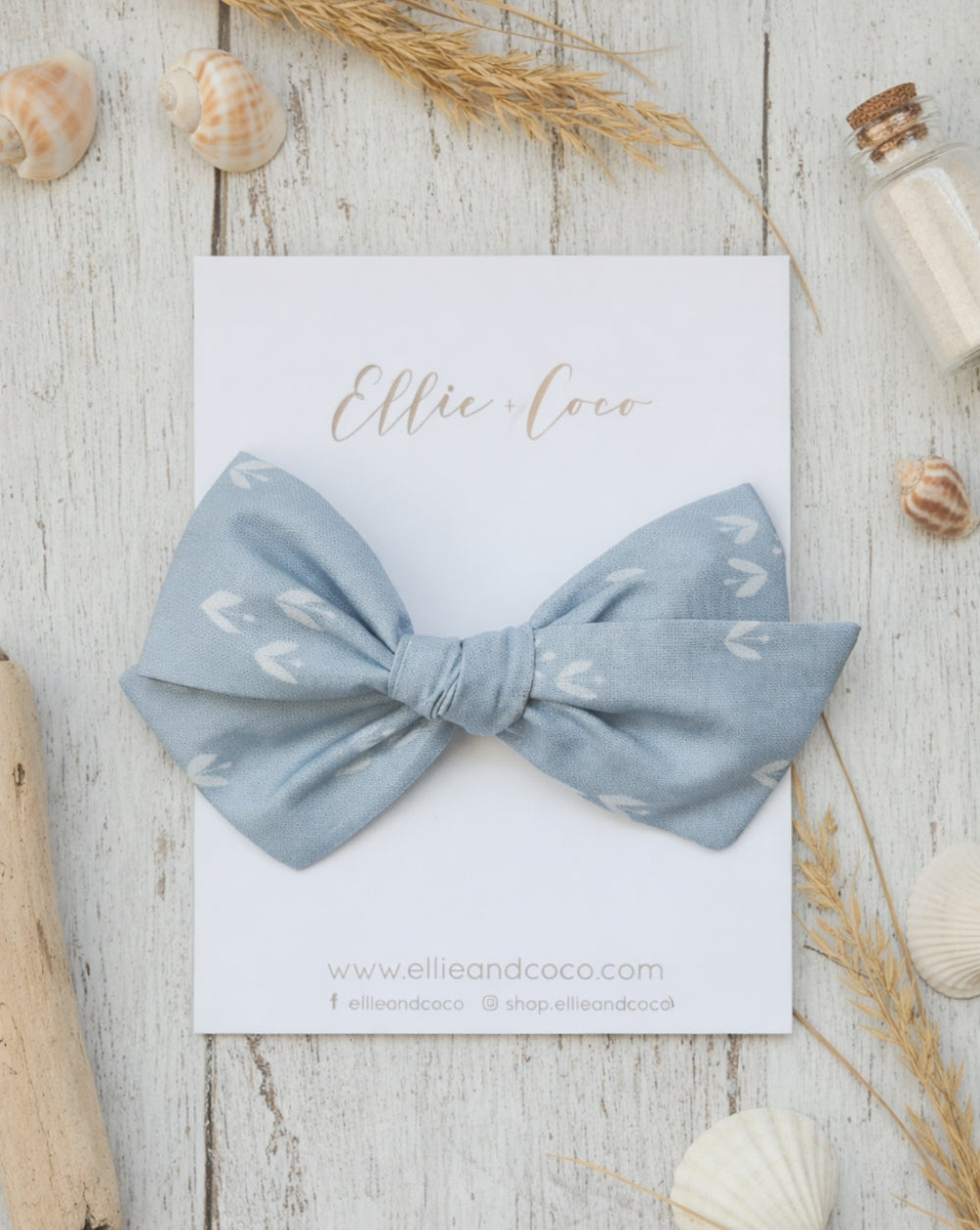 beachy boho blue baby bow headband