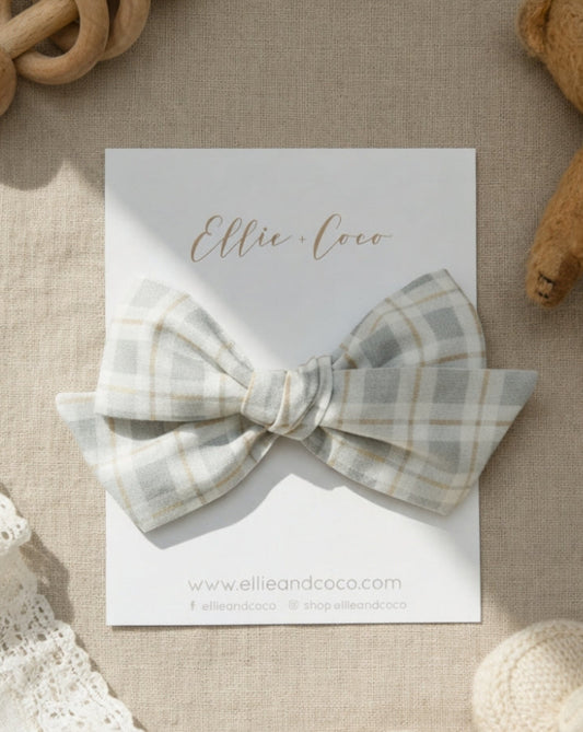 blue plaid baby bow stretchy headband for baby shower gift