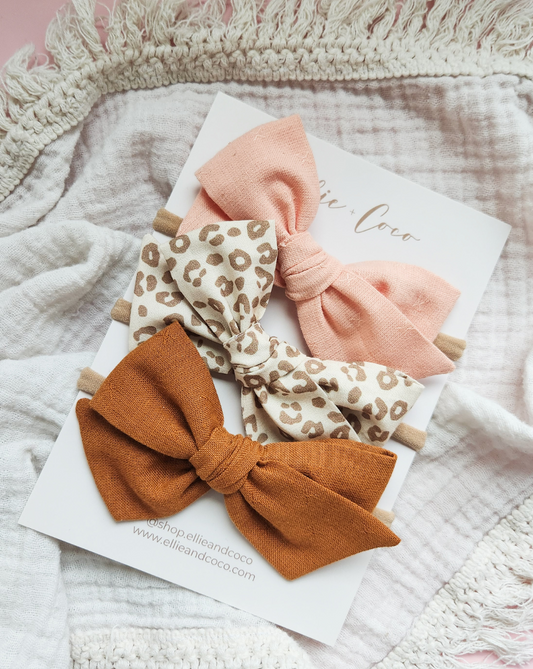 pink boho baby headband set baby shower gift for baby girl