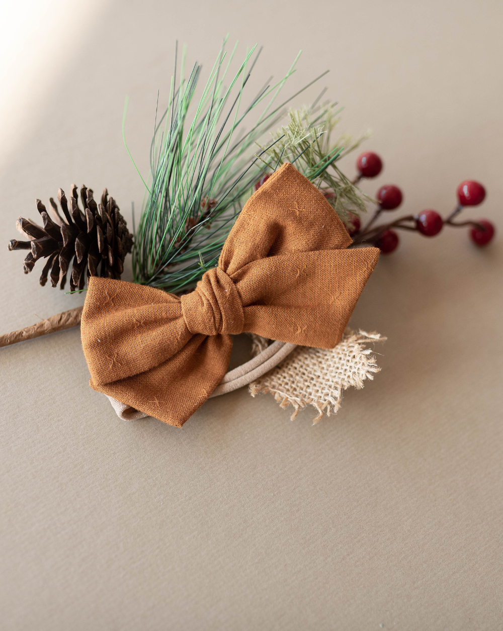 rust cider patterened christmas bow