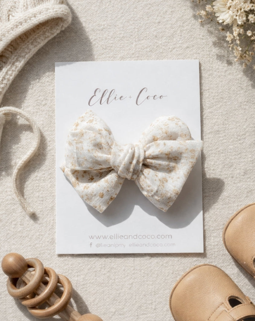 floral boho muslin baby bow stretchy headband for baby shower gift