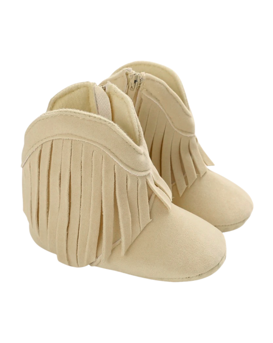 Fringe Baby Cowboy Boots | Cream Suede
