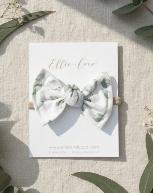 eucalyptus greenery baby bow headband