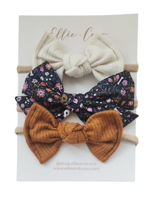 fall halloween baby bow headband set