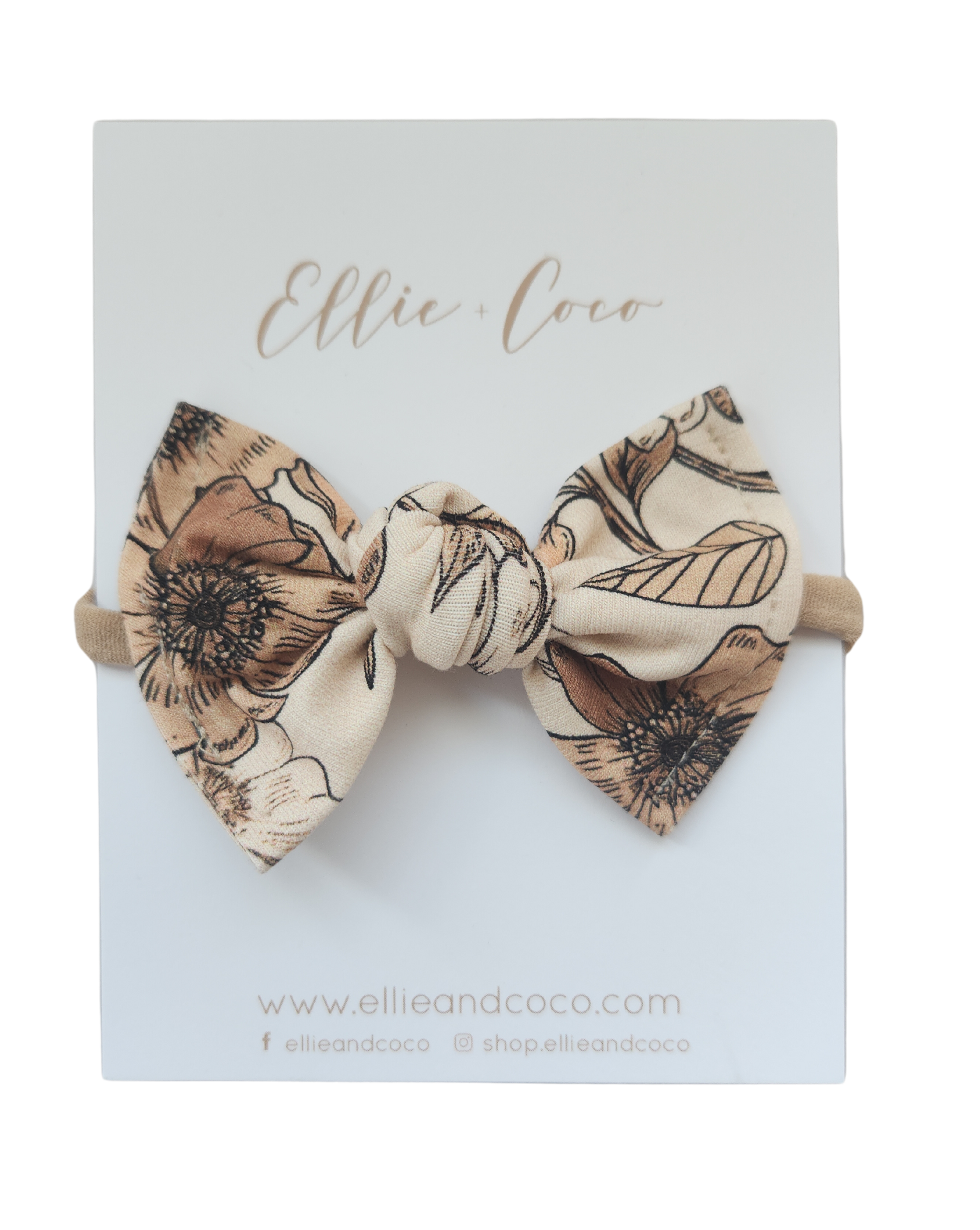 boho neutral fall floral baby bow headband and hairclip