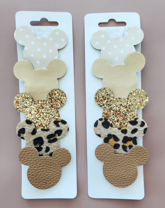 leopard print, glitter, leather minnie mouse bows
