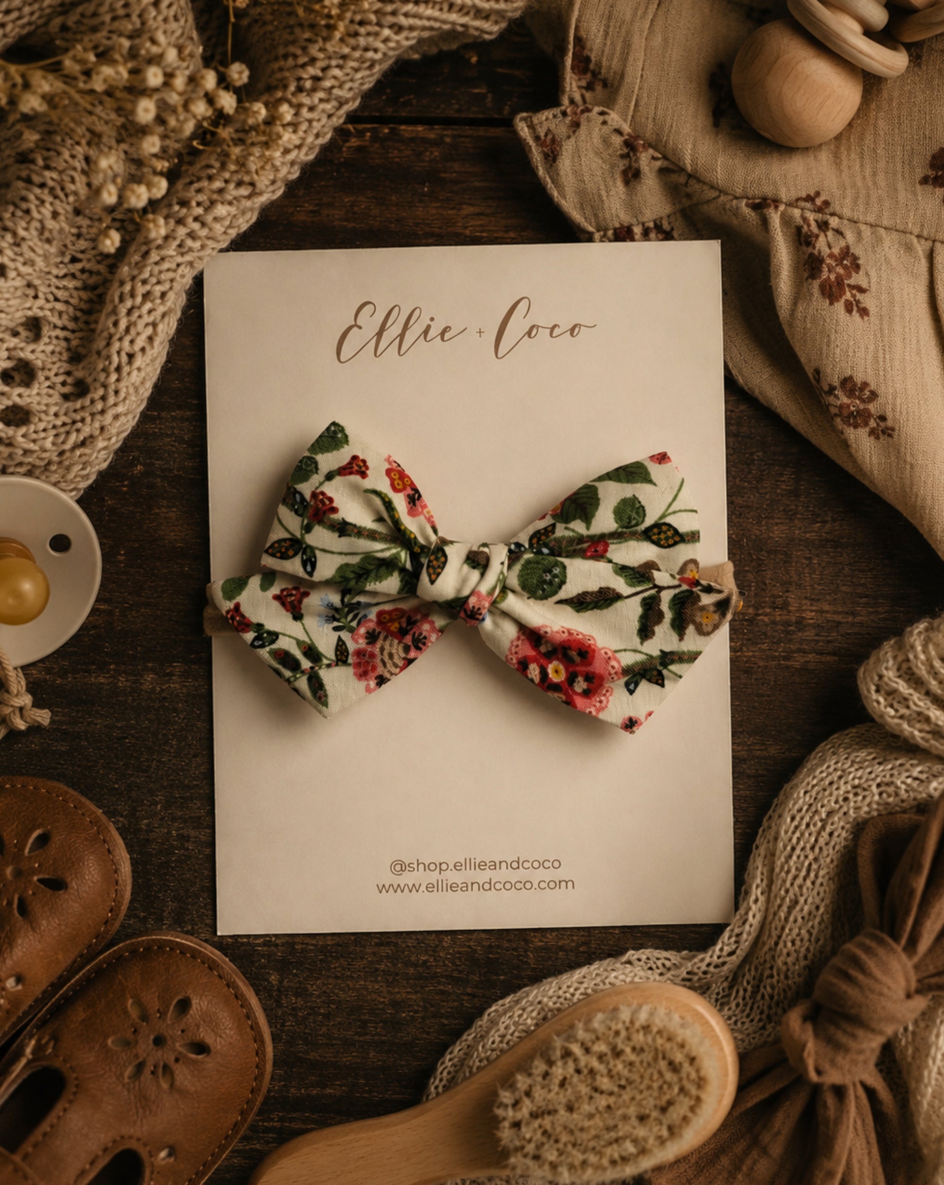 woodland floral baby bow headband