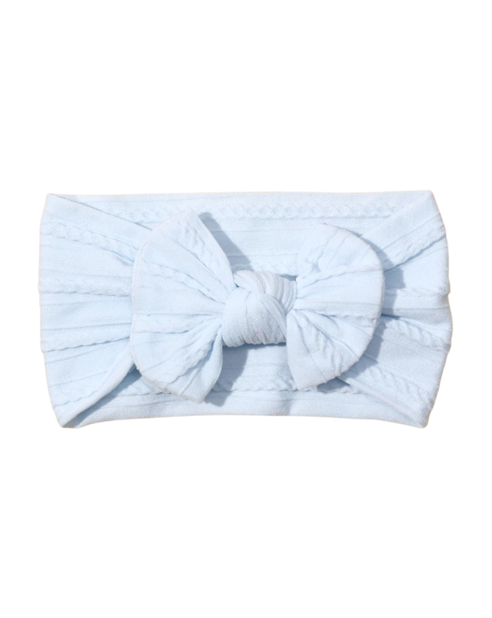 light baby blue baby girl stretchy cable knit headwrap