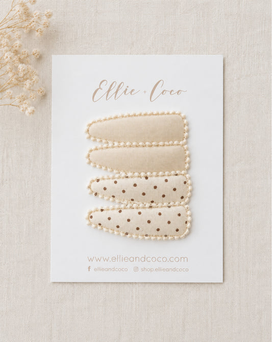 neutral beige  boho toddler baby girl hairclips