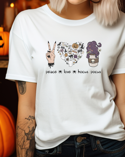 peace love hocus pocus womens halloween t shirt