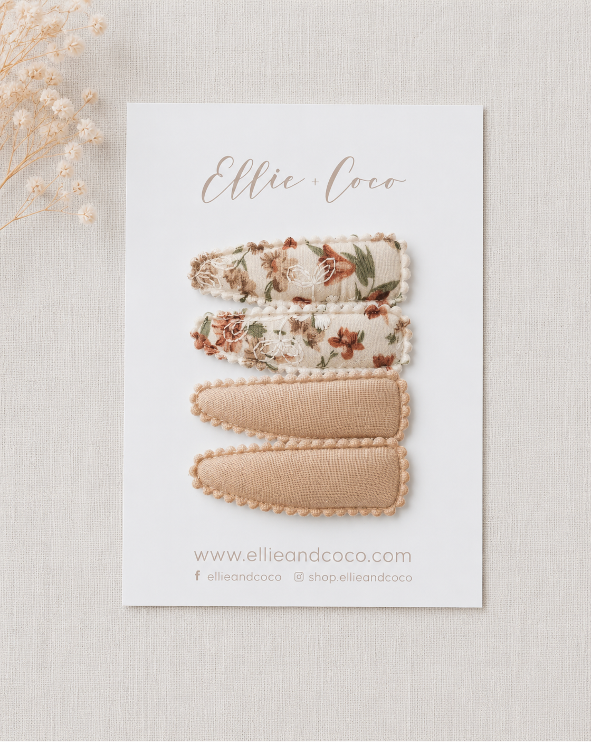 peach and floral snap clips for baby and toddler girls